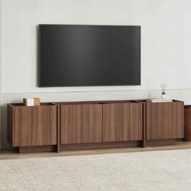 Lowenio Wooden TV Stand with 4 Doors in Milano Walnut