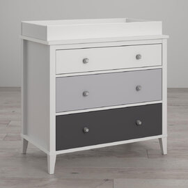 Lrelion Wooden Chest Of 3 Drawers in White and Grey