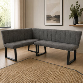 Luciano Corner Fabric Dining Bench in Charcoal