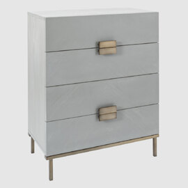 Lucy Wide Wooden Chest Of 4 Drawers In Grey Oak