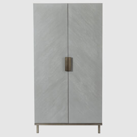 Lucy Wooden Wardrobe With 2 Doors In Grey Oak