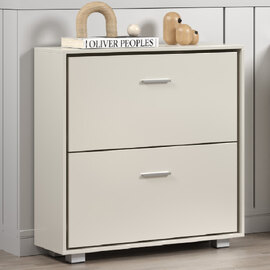 Lufkin Wooden Shoe Cabinet With 2 Flip Doors In White