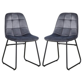 Lyster Grey Velvet Dining Chairs In A Pair
