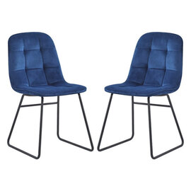 Lyster Sapphire Blue Velvet Dining Chairs In A Pair