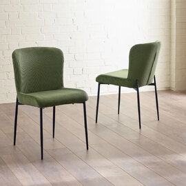 Luling Green Velvet Dining Chairs With Black Legs - Pair