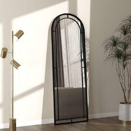 Luna Glass Cheval Mirror with Black Metal Frame
