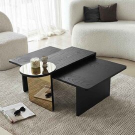 Luna Rectangular Wooden Nest of 2 Tables in Black