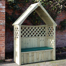 Lunaro Garden Wooden 3 Seater Arbour with Storage in Natural