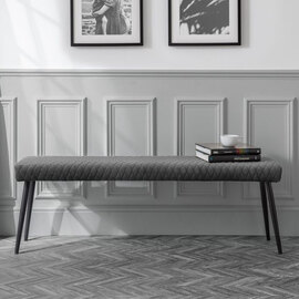 Lakia Low Velvet Upholstered Dining Bench In Grey