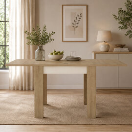 Lyco Small Wooden Extending Dining Table In Oak and Gloss White