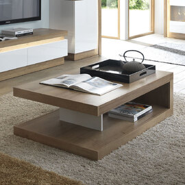 Lyco Wooden Coffee Table In Riviera Oak And White High Gloss