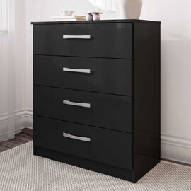 Lynn High Gloss Chest Of 4 Drawers In Black