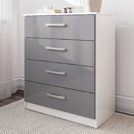 Lynn High Gloss Chest Of 4 Drawers In Grey And White