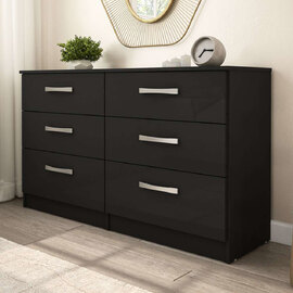 Lynn High Gloss Chest Of 6 Drawers In Black