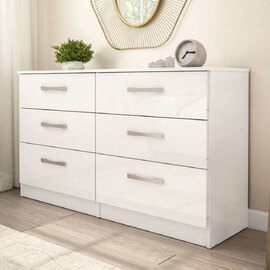 Lynn High Gloss Chest Of 6 Drawers In White