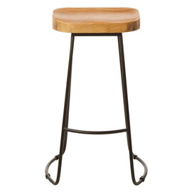 Gomeisa Oak Wood Bar Stool With Metal Base    