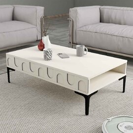 Lyon Wooden Coffee Table in Cream and Black