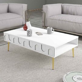 Lyon Wooden Coffee Table in White and Gold
