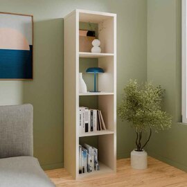 Mabon Tall Wooden Bookcase with 4 Open Storage in Sand