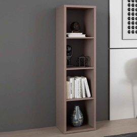 Mabon Tall Wooden Bookcase with 4 Open Storage in Terracotta
