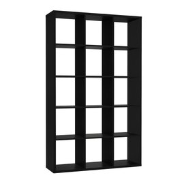 Mabon Wooden Bookcase With 15 Open Cubes In Matt Black