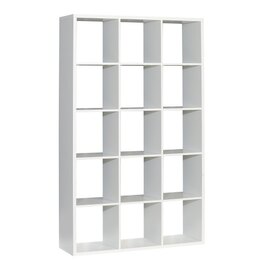 Mabon Wooden Bookcase With 15 Open Cubes In Matt White