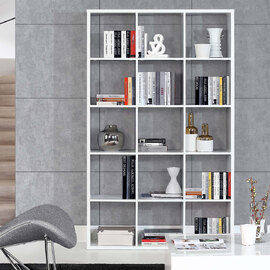 Mabon Wooden Shelving Unit With 15 Open Storage In Matt White