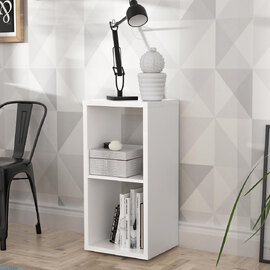 Mabon Wooden Shelving Unit With 2 Open Storage In Matt White