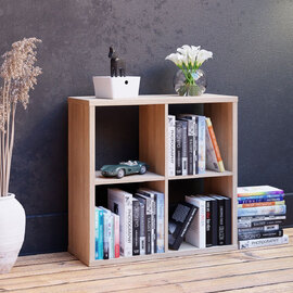 Mabon Wooden Shelving Unit With 4 Open Storage In Sonoma Oak