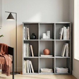 Mabon Wooden Shelving Unit With 9 Open Storage In Concrete Effect
