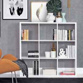 Mabon Wooden Shelving Unit With 9 Open Storage In Matt White