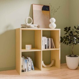 Mabon Wooden Shelving Unit with 4 Open Storage in Yellow