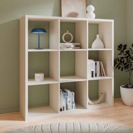 Mabon Wooden Shelving Unit with 9 Open Storage in Sand