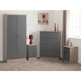 Mack Gloss Bedroom Furniture Set With 2 Doors In Grey