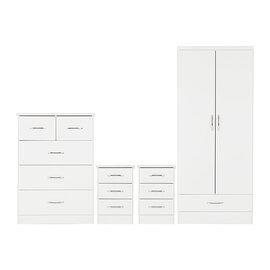 Mack Wooden Bedroom Set With 2 Doors Wardrobe White Gloss Front