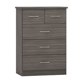 Mack Wide Wooden Chest Of 5 Drawers In Black