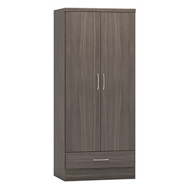 Mack Wooden Wardrobe With 2 Doors 1 Drawer In Black