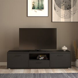 Macomb Small Wooden TV Stand With 2 Doors 1 Drawer In Black