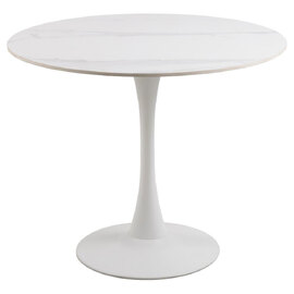Macon Ceramic Dining Table With Steel Base In White Unico