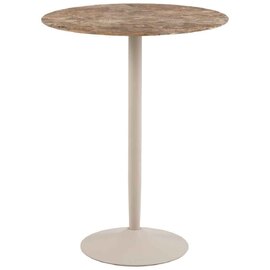 Macon Ceramic Round Bar Table With Grey Base - Aberta Brown