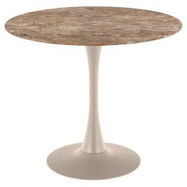 Macon Ceramic Round Dining Table With Steel Base - Aberta Brown