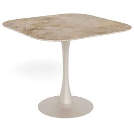 Macon Ceramic Square Dining Table With Steel Base - Aberta Brown