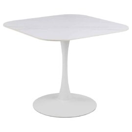 Macon Ceramic Square Dining Table With Steel Base - Unico White