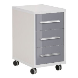 Macon Wooden Office Pedestal With 3 Glass Drawers In Grey