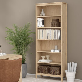 Macron Wooden Bookcase With 5 Shelves In Oak