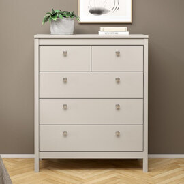 Macron Wooden Chest Of 5 Drawers In Cashmere