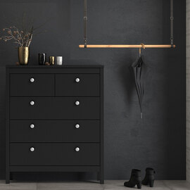 Macron Wooden Chest Of 5 Drawers In Matt Black