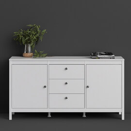 Macron Wooden Sideboard With 2 Doors And 3 Drawers In White