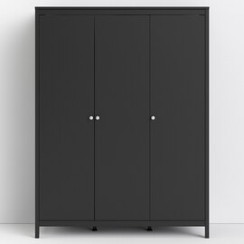 Macron Wooden Wardrobe With 3 Doors In Matt Black