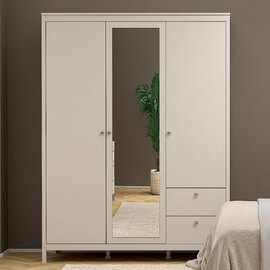 Macron Wooden Wardrobe With 3 Doors 2 Drawers In Cashmere